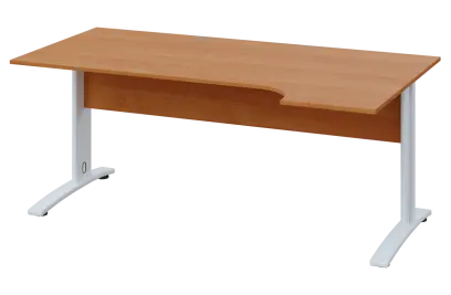 CRK 18 - 166 stůl kancelářský, rohový, pravý, kovová podnož bílá, deska 18 mm, široký 1600 mm, olše